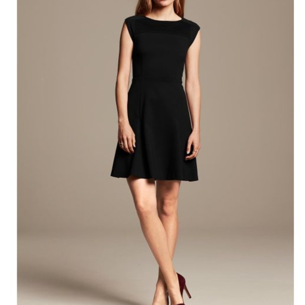 Banana Republic Pintuck Ponte Fit & Flare Dress